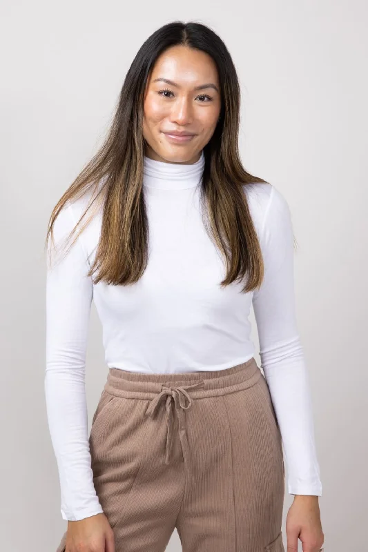 Cozy Sweaters Long Sleeve Turtleneck Top for Women in White | T10073-WHITE