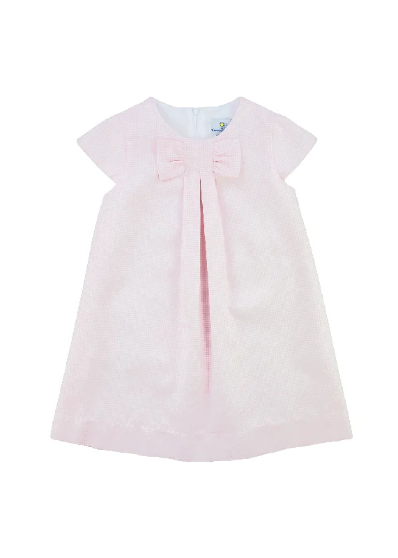 Cozy Layers Pique Dress With Pleat And Bow