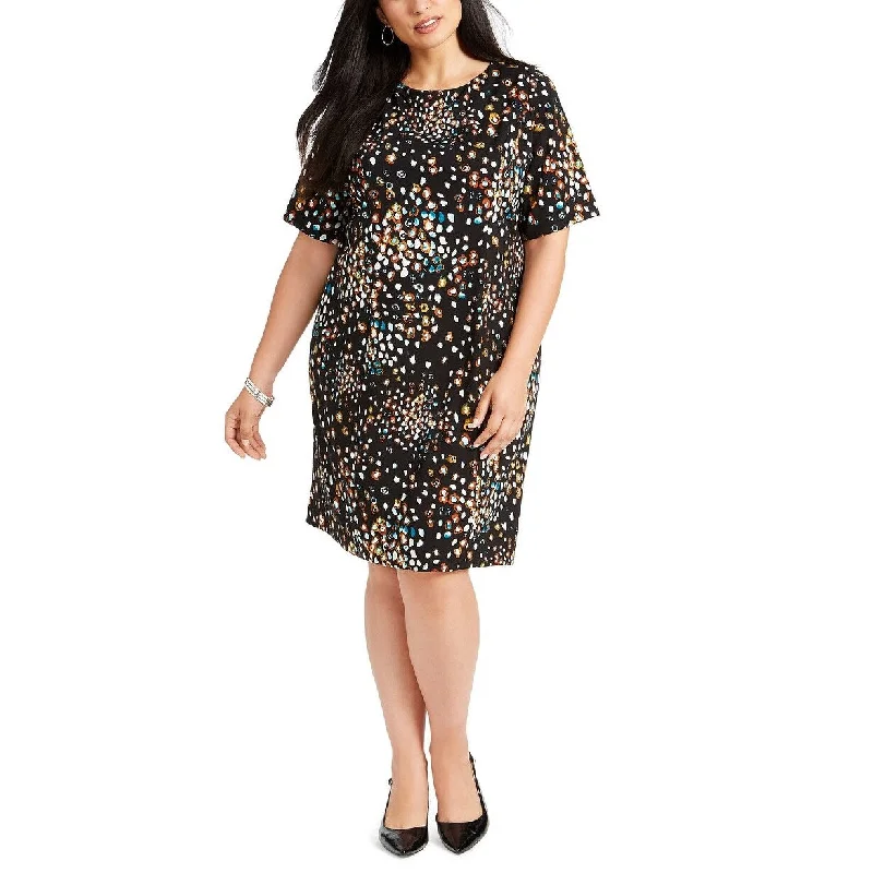 Floral Prints Alfani Women's Plus Size Printed Sheath Dress Outline Leo Size 18