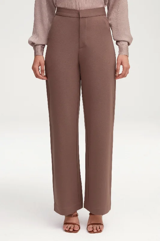 Trendy Wear Essential Jersey Wide Leg Pants - Dark Taupe