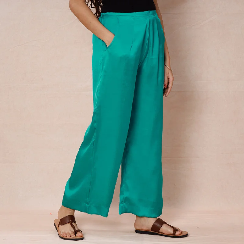 Trendy Looks Persian Green - Pure Modal Silk Plain Palazzo