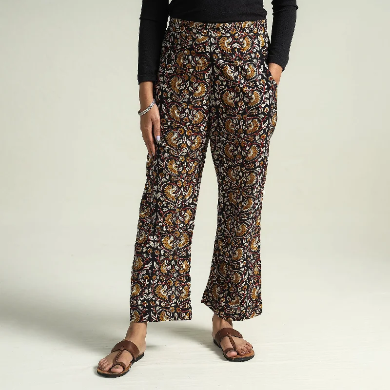 Layered Comfort Black - Bagru Block Printed Cotton Elasticated Palazzo