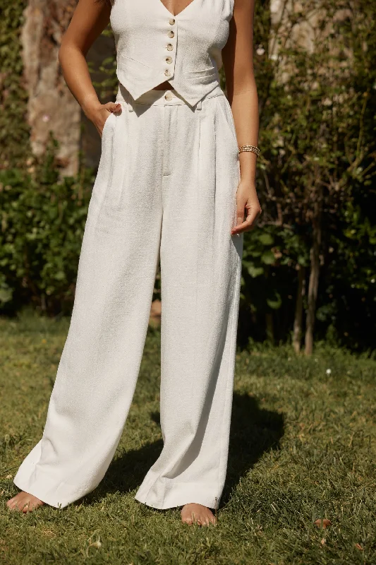 Warm Wear Diane White Linen Trouser
