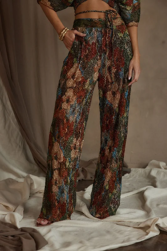 Casual Comfort Kaia Multicolor Metallic Floral Pant