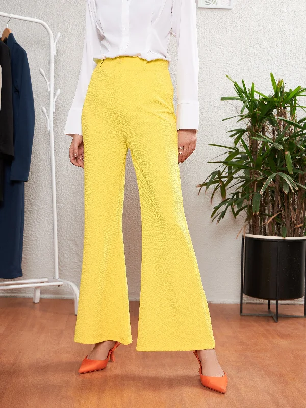Breezy Comfort Women Yellow Bell Bottom Pants