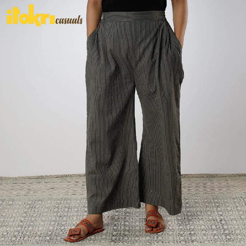Effortless Dressing Grey - Running Stitch Cotton Palazzo by iTokri Casuals