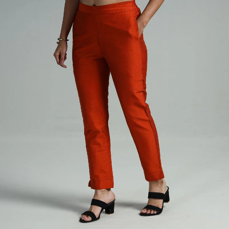 Versatile Outfits Maroon - Silk Tapered Casual Pant for Women 08