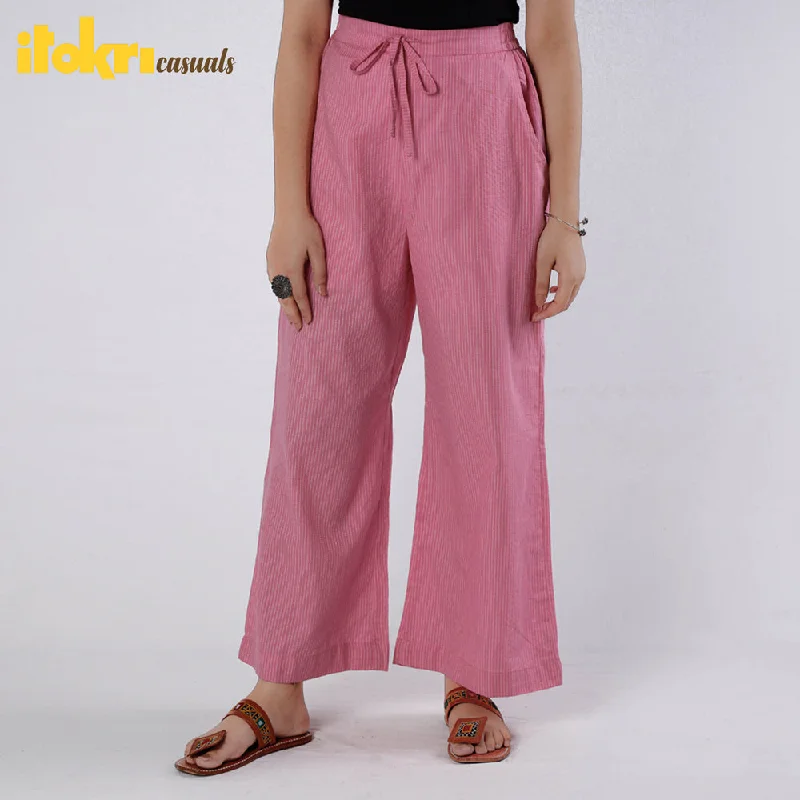 Trendy Dresses Watermelon Pink - Running Stitch Cotton Palazzo by iTokri Casuals