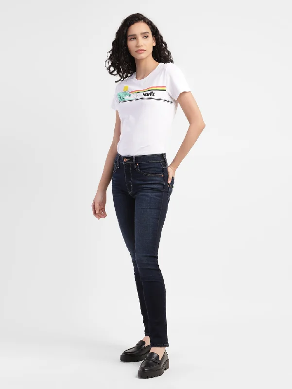 Lace Design Women's High Rise 721 Skinny Fit Jeans