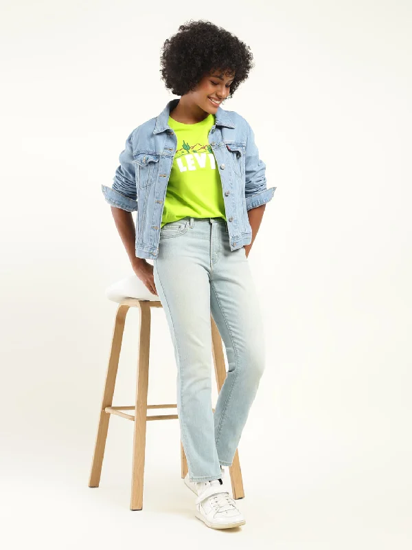 British Style Women's High Rise 724 Slim Straight Fit Indigo Jeans