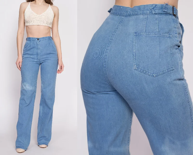 Simple Style 70s 80s Faded Bootcut Jeans - Small