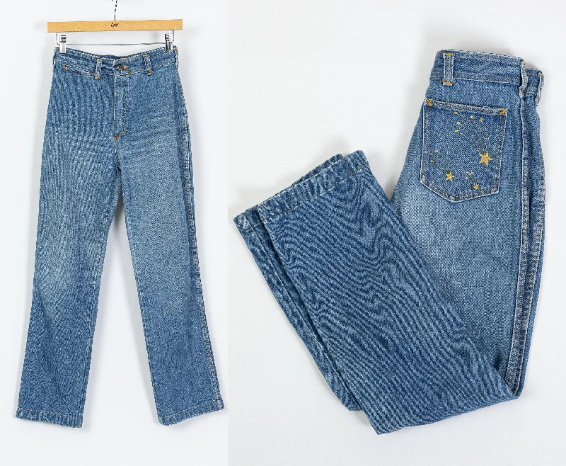 Romantic Temperament 70s 80s Shooting Star Jeans - Extra Small, 24.5"