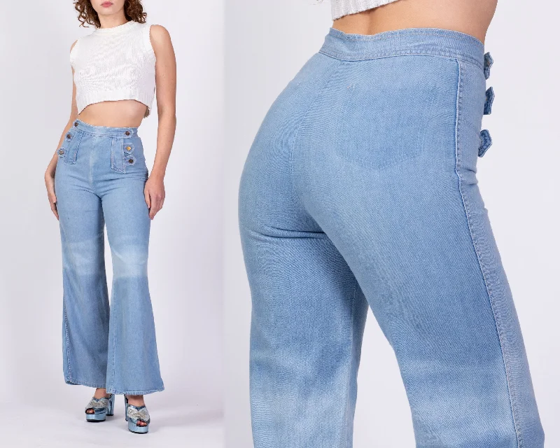 Refreshing Design 70s Faded Double Button Sailor Jeans - Small, 26"