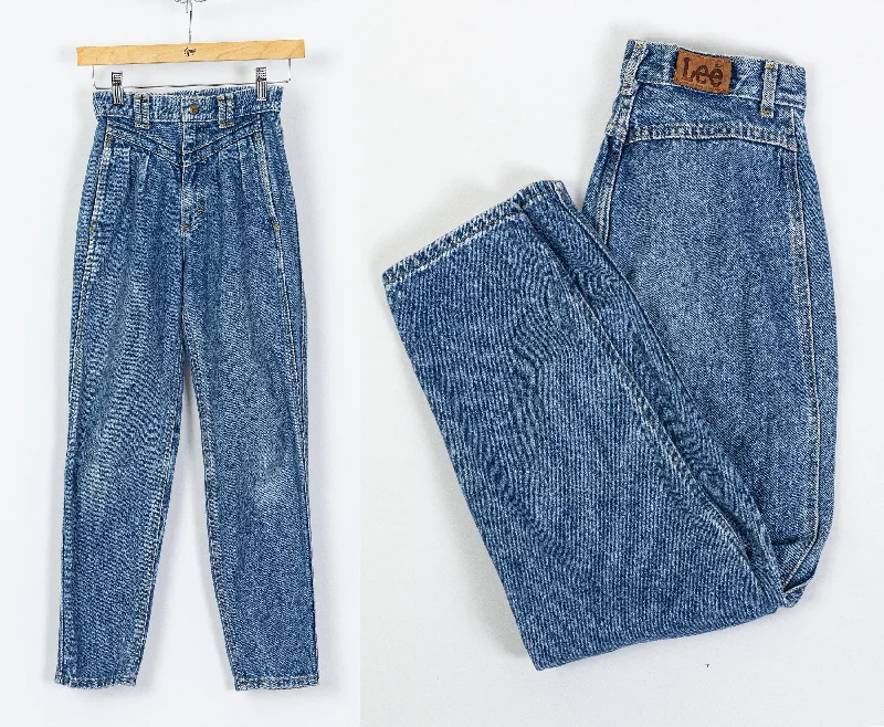 Effortless Style 80s Lee Acid Wash High Waist Mom Jeans - XXS