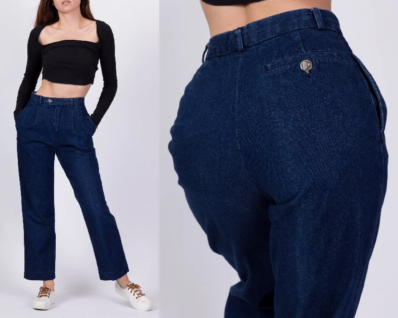 Designer Style 90s Liz Claiborne Dark Wash Pleated Petite Mom Jeans - Extra Small, 24"