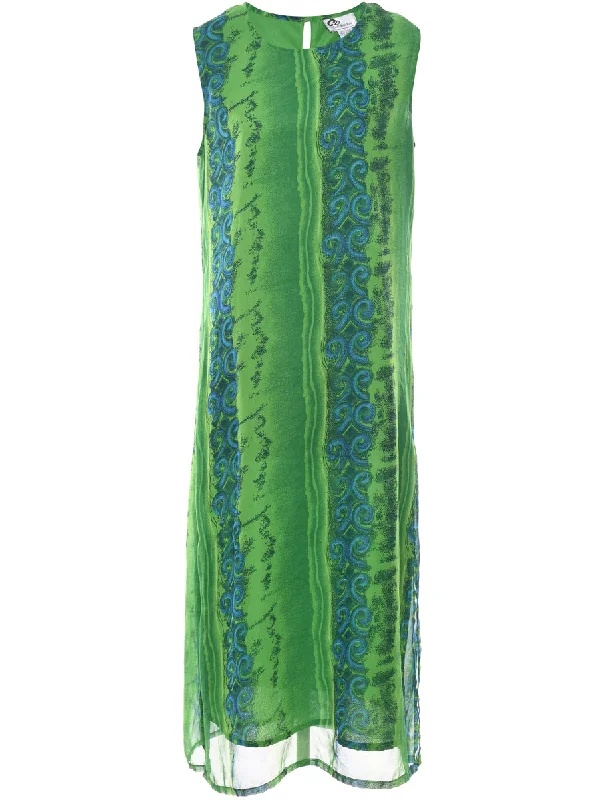 Simple Matching Abstract Pattern Dress - L