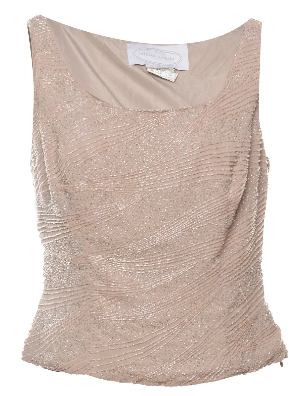 Relaxed Chic Beaded Party Top - M