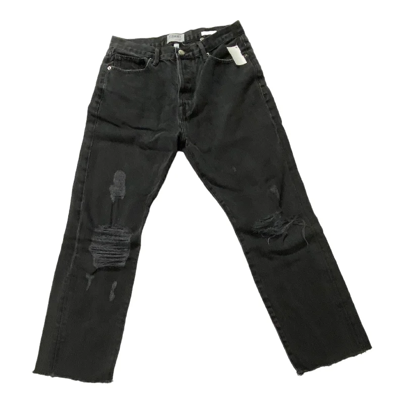 Short Design Black Denim Jeans Straight Frame, Size 8