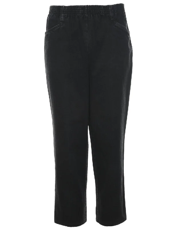 Bottom And Versatile Black Denim Trousers - W24 L26