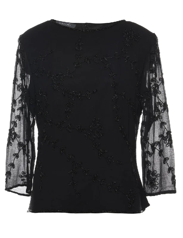 Trendy Looks Black Lace Evening Top - M