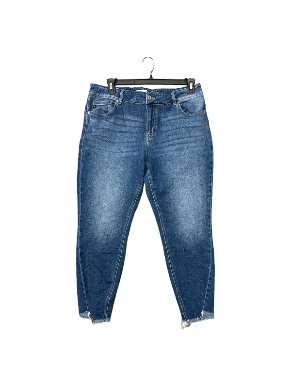 High-end Fabrics Blue Denim Jeans Cropped Kancan, Size 18