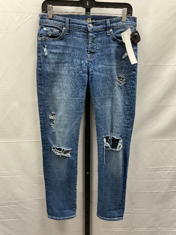 Fresh And Natural Blue Denim Jeans Designer 7 For All Mankind, Size 0