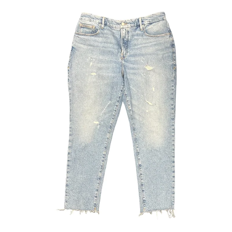Stylish Jackets Blue Denim Jeans Wide Leg Good American, Size 8