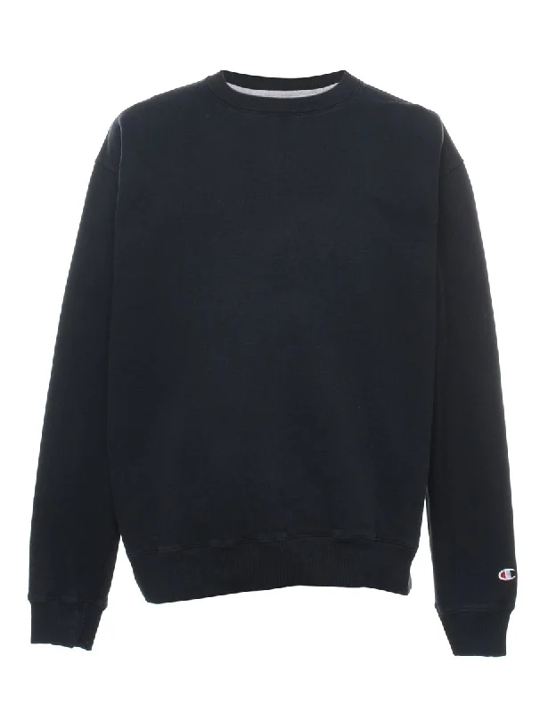 Noble And Elegant Champion Black Plain Sweatshirt - L