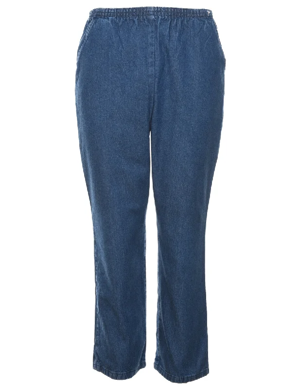 Elegant Style Dark Wash Denim Trousers - W26 L28