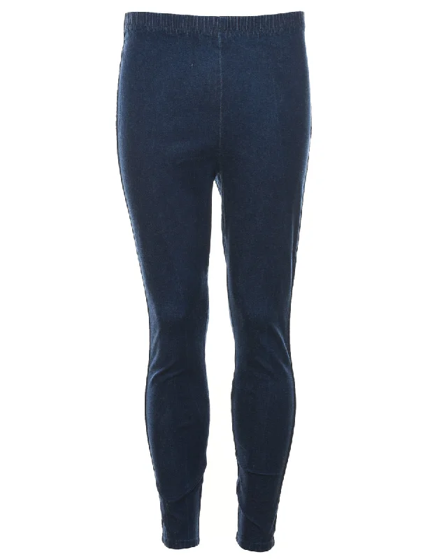 French Style Dark Wash Denim Trousers - W26 L29