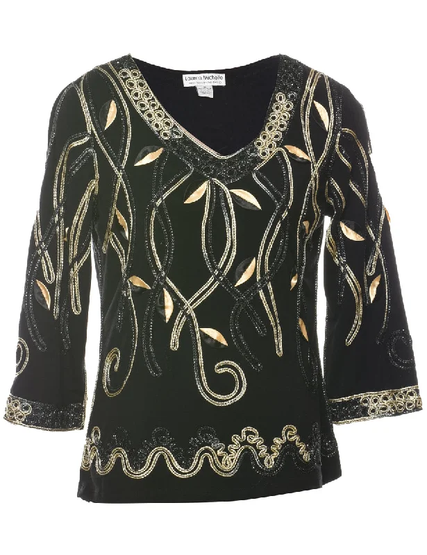 Celebrity Must-have Embroidered Evening Top - M