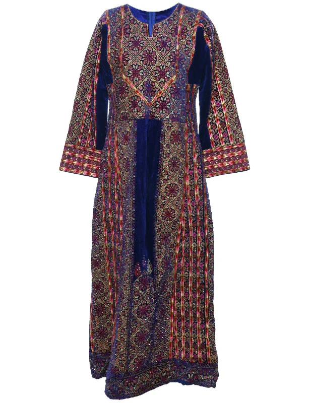 Fashion Style Embroidered Multi-Colour Traditional Evening Gown - M