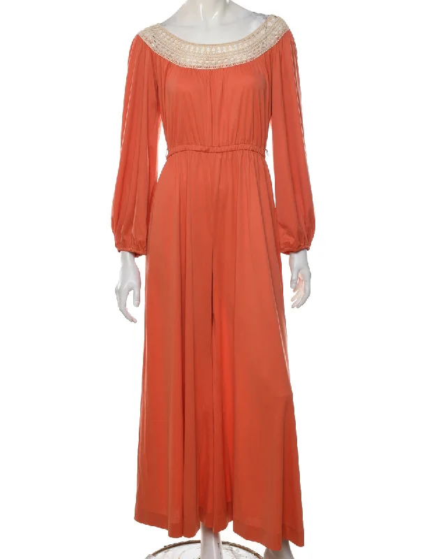 Personalized Series Flared Leg Coral Jumpsuit - S