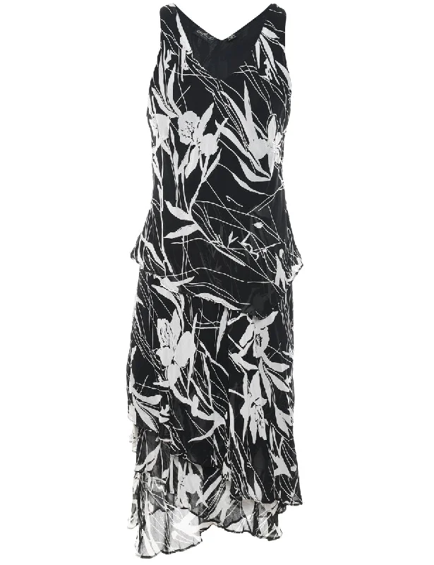 Fashionable And Versatile Floral Print Dress - M