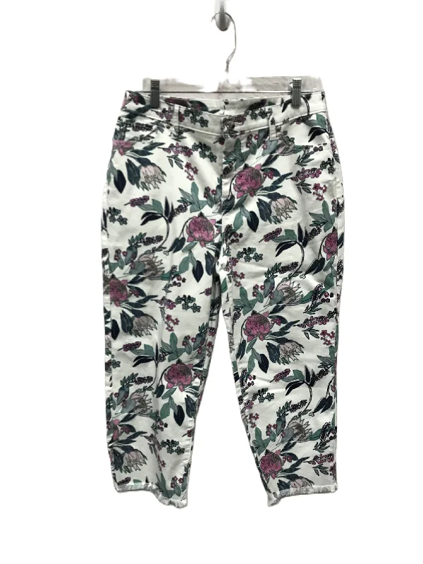 Customized Version Floral Print Jeans Cropped By Chicos, Size: 8