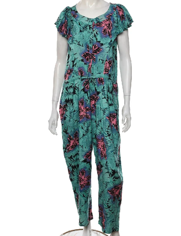 Classic Series Leafy Print Jumpsuit - L