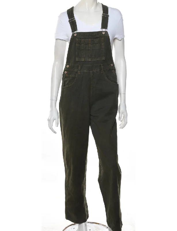 All-Day Comfort London Jean Olive Green Dungarees - W32 L31