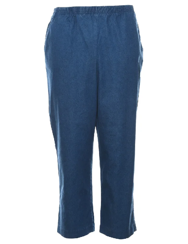 Embroidered Letters Medium Wash Denim Trousers - W30 L26