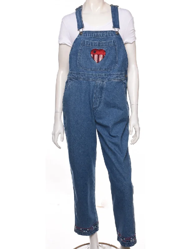 Personalized Wear Medium Wash Embroidered Dungarees - W36 L29