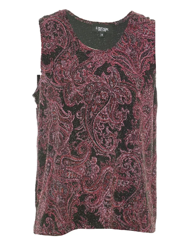 Trendy Comfort Metallic Finish Paisley Evening Top - L