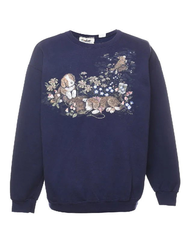 Easygoing Outfits Navy Dog Animal Sweatshirt - L