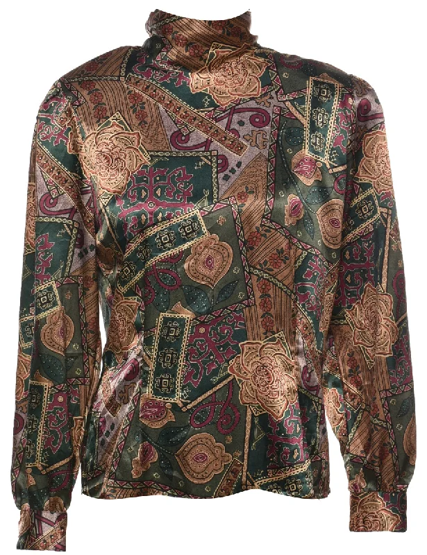 Sports Style Patterned Blouse - M