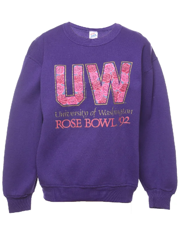 Trendy Layers Purple Floral Printed Sweatshirt - M
