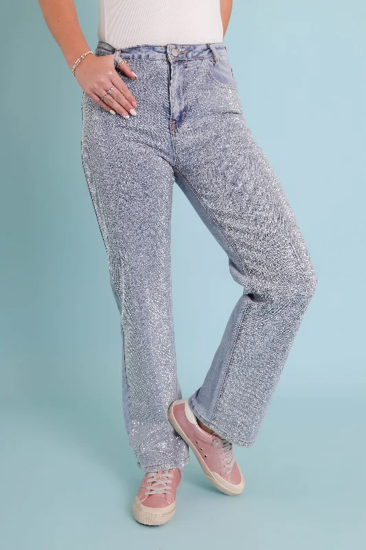 Soft Comfort Wear Ready To Rock Rhinestone Denim-Blue