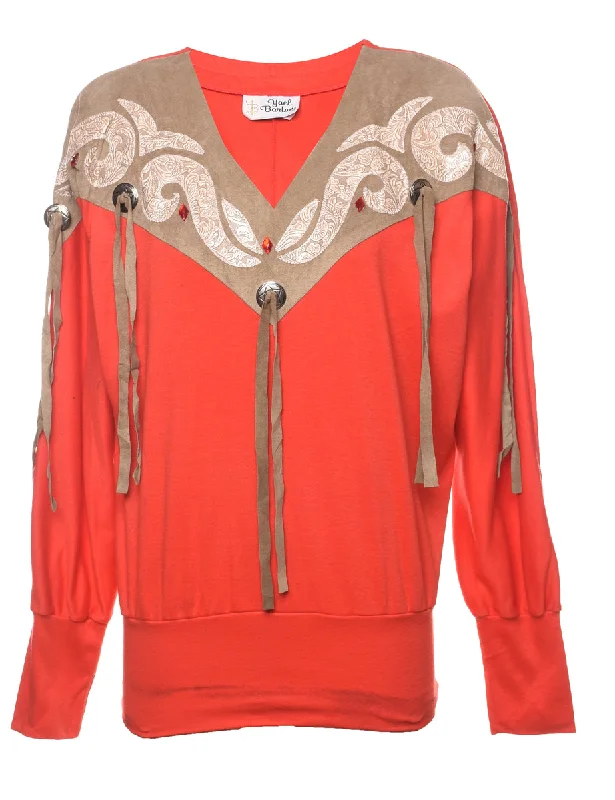 Minimal Classic Red Printed Sweatshirt - S