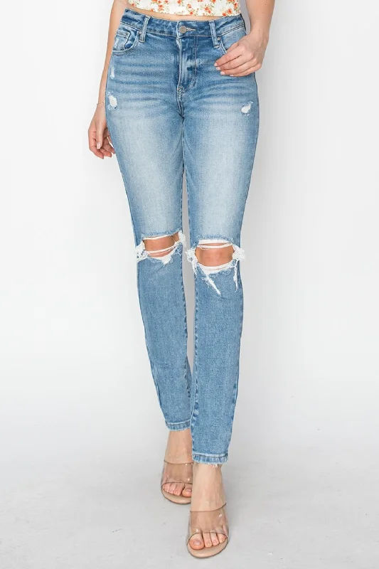 Luxury Style Risen Full Size High Rise Knee Distressed Skinny Jeans