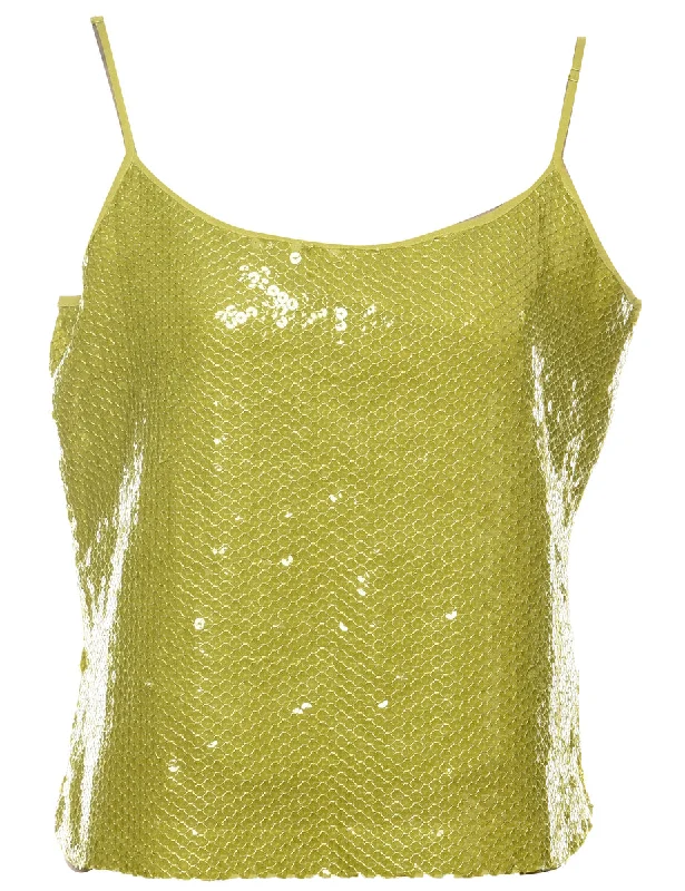 Relaxed Clothing Silk Sequined Evening Top - M