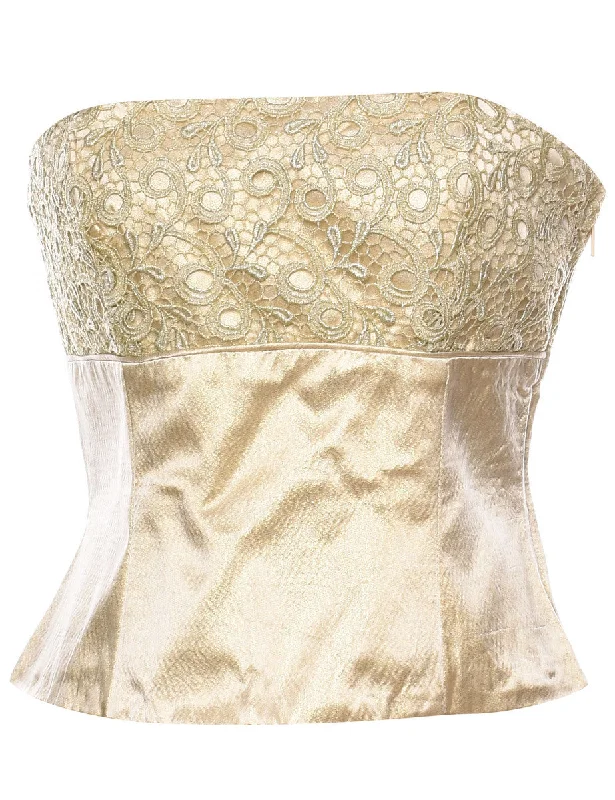 Urban Comfort Strappy Back Corset Style Gold Top - M