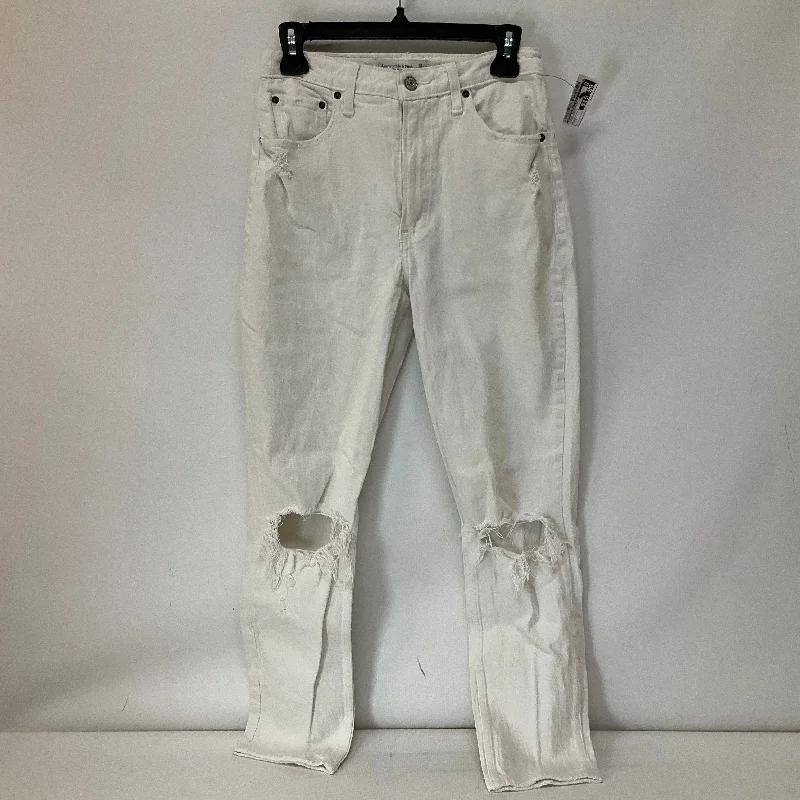Relaxed Fits White Denim Jeans Boyfriend Abercrombie And Fitch, Size 2