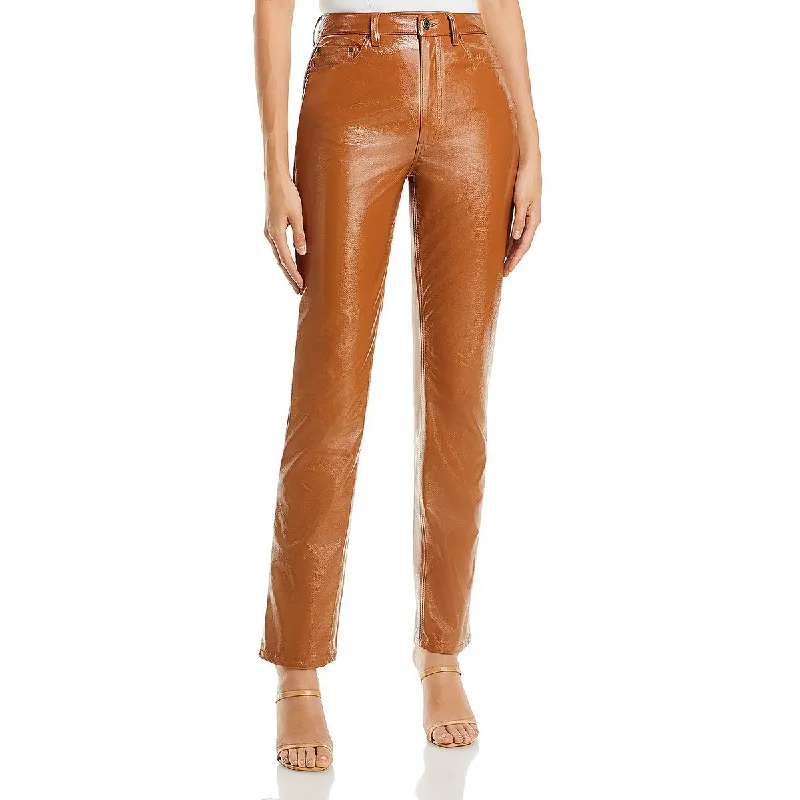 Soft Casuals AFRM Womens Heston Faux Leather High Rise Straight Leg Pants